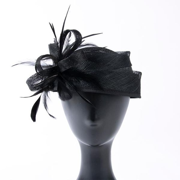 

hair accessories vintage england ladies sinamay headwear feather fascinator hat po shoot wedding cocktail party women headpieces