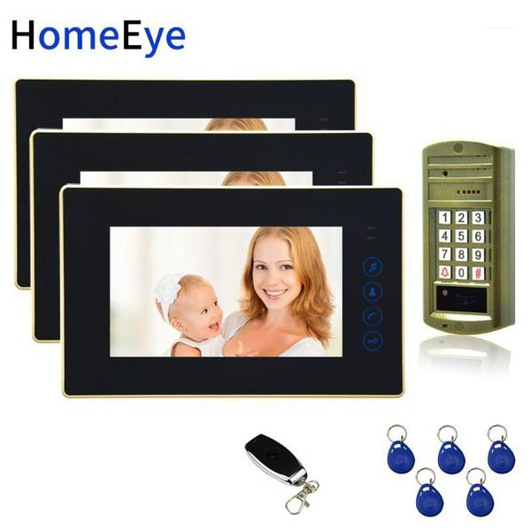 

video door phones 7'' phone intercom bell password+id card home access control system 1200tvl waterproof touch button 1 to 31