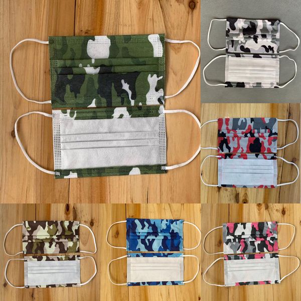 

роскошный дизайнер одноразовый камуфляж маска для взрослых 3-слойный 95% фильтрация эффективность пылезащитный профилактический грипп лицо р