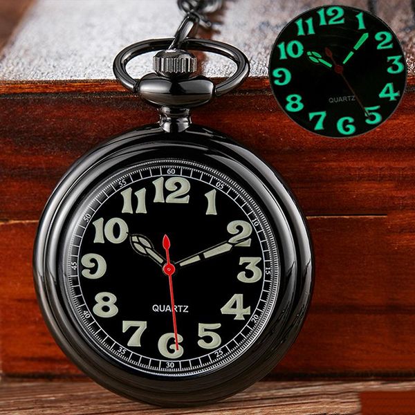 

светодиозные кварцевые карманные часы для мужчин женщины черный щепка золотая цепная цепная цепочка светится в темной ночи зеленый свет монр, Slivery;golden