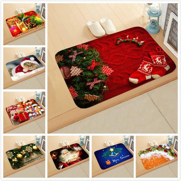 

cushion/decorative pillow christmas mat welcome doormats non-slip home floor mats flannel rug kitchen bath carpet xmas year gift decor