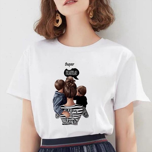 

summer women mothers day t shirt fashion harajuku kawaii super mom printed t shirt leisure streetwear female clothing tshirt, White