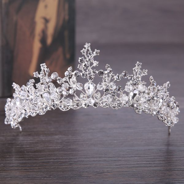 

new wedding hair accessories silver color rhinestone crystal crown bridal headdress princess crown bridal wedding crown handmade, Slivery;golden