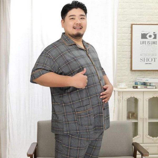 

mimi the base rhyme men cotton trousers and thin with short sleeves pajamas 200 jins fat big yards lapel leisurewear suit1, Black;brown