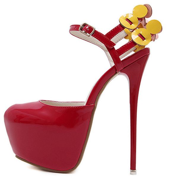 

super female platform bombs patent multi-string round stilettos ladies party high heels t5l4, Black
