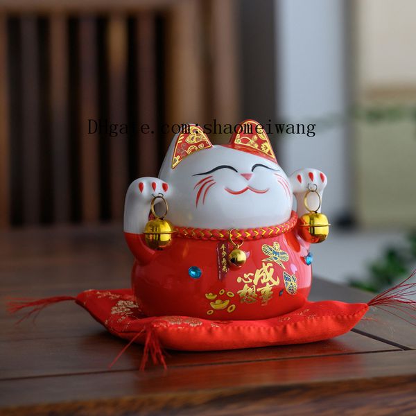 

5-дюймовая керамическая япония восемь реальных денег lucky cat ceramic украшен милый жир счастливый maneki neko piggy bank для домашнего дек, Black