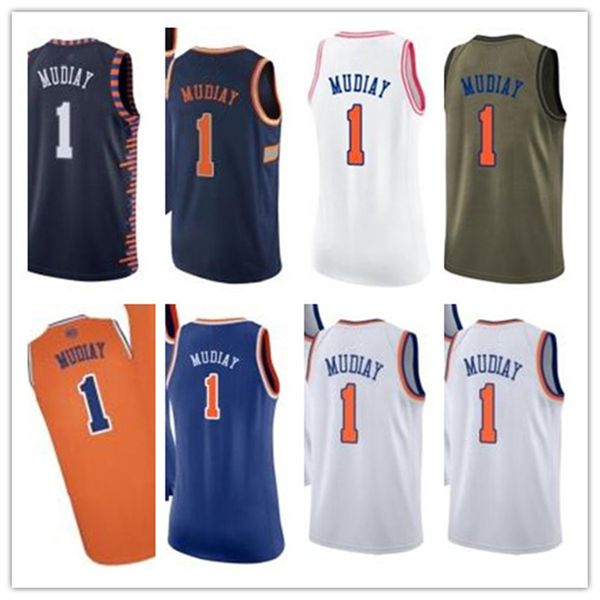 

custom 2020 knick style jerseys black white green grey army green 1 emmanuel mudiay basketball jersey, Black;red