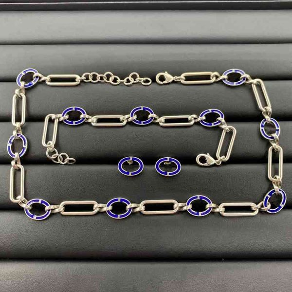 

70% off necklace ancient family new letter enamel personalized neck chain bracelet earrings fashion trend jewelry, Silver