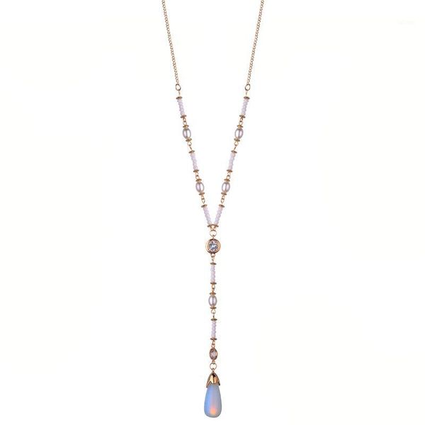 

brand long necklace pendan for women hollow rose gold color elegant tear drop pendant luxury for party wedding jewelry1, Silver