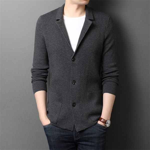 

autumn new men's wool knit business casual single-breasted sweater cardigan jacket male brand clothes 201211, White;black