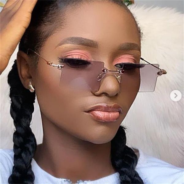 

designer fashion square sunglasses men 2021 new designer rimless steampunk glasses black men shades elegant unique womens sunglasses uv400, White;black