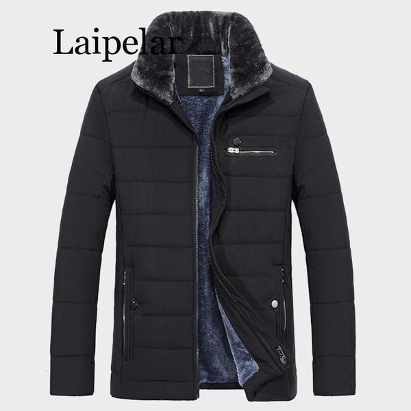 

2020 new style winter men's warm coat thick fleece fashion long jackets mens brand clothing male overcoat fur collar, Black