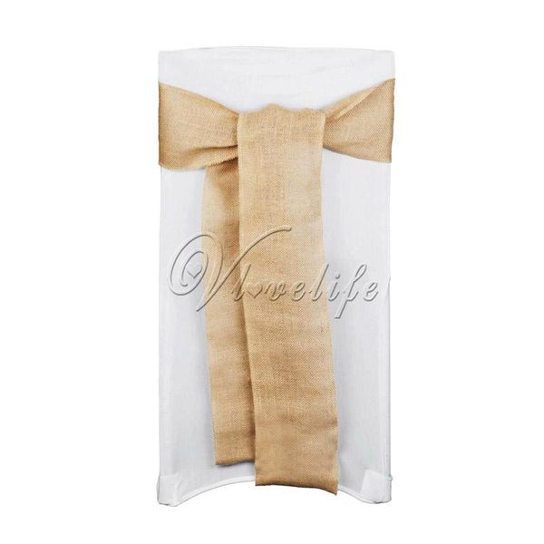 

10pcs/lot vintage burlap ribbons 6'' x 94'' burlap wedding chair sashes jute tie bow for party baby shower rustic weddin