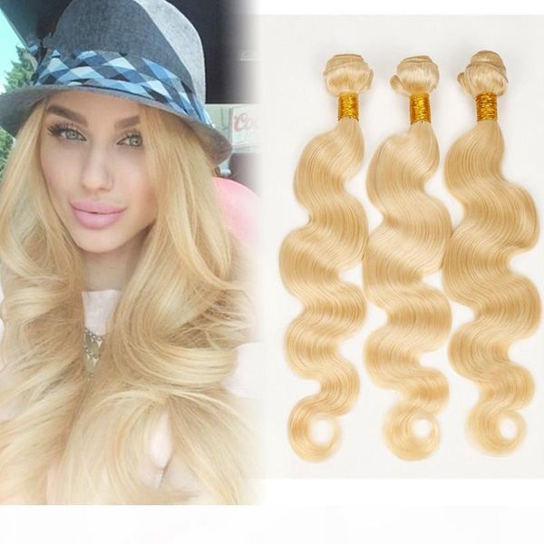 

3pcs lot peruvian body wave #613 blonde human hair 9a grade peruvian bleach blonde human hair weave bundles human hair wefts, Black