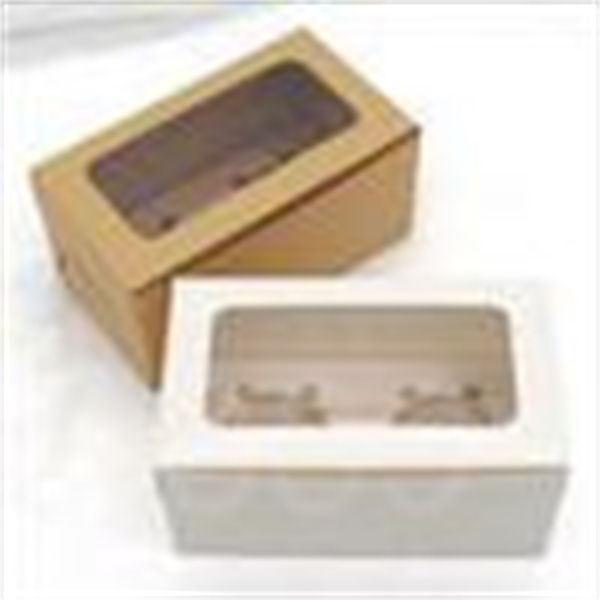 

kraft card paper cupcake 2 cup holders muffin cake boxes dessert portable package box tray gift favor