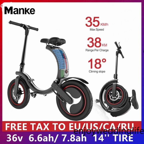 

2021 mankeel folding electric scooter 14 inch wheel fordable electric bicycle kick scooter with led light portable circle frame ebike, Silver;blue