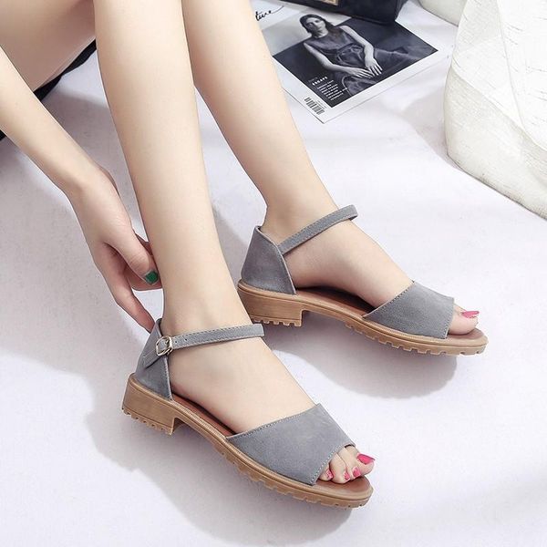 

dress shoes summer korean women's sandals 2021 fashion casual solid color thick bottom student female, Black
