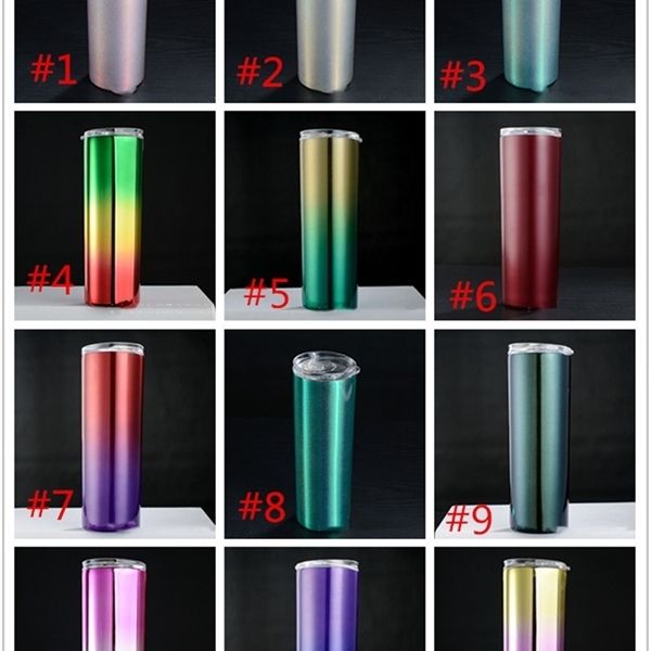 

20oz tumbler rainbow skinny paint stainless steel double wall bpa-vacuum insulated water cup with slide lid and straw a05