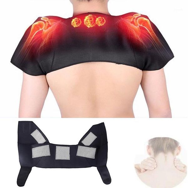 

1piece self-heating tourmaline shoulder magnetic therapy support brace belt for the back posture corrector massager1, Black;blue