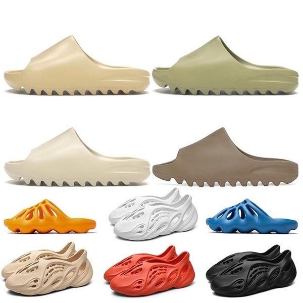 

fashion summer kanye west slippers eva runner bone desert sand resin beach womens mens kids slides slippers children sandals size 24-45, Black