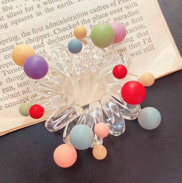 

women girls clear telephone elastic hair bands nailed with colorful beads transparent rope ties women girls wmtzld bdesybag, Silver