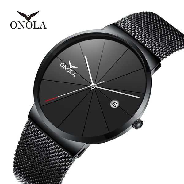 WholewatchesONOLA Authentic Fashion Trend Simple Ultra-Thin Mens Watch Belt Waterproof Student Male Watch One Piece Dropshipping Wristwatche