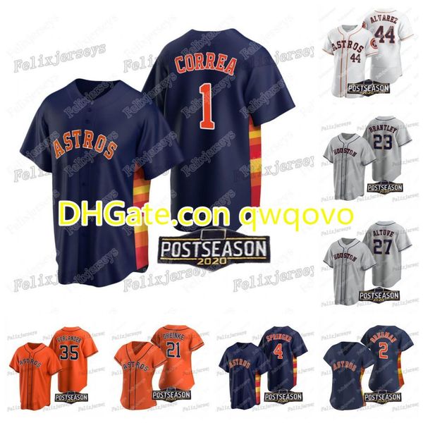 

2020 postseason alex bregman jose altuve carlos correa george springer justin verlander yuli gurriel michael brantley baseball jersey, Blue;black