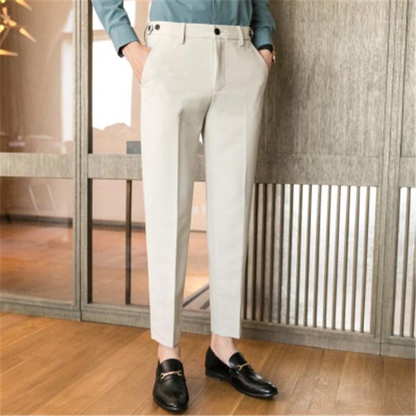 

men's suits & blazers dress pants men social slim fit office trousers for perfume masculino pantalon costume homme ankle length black 2, White;black
