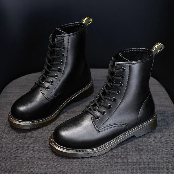 

boots women leather shoes high fashion winter warm snow black