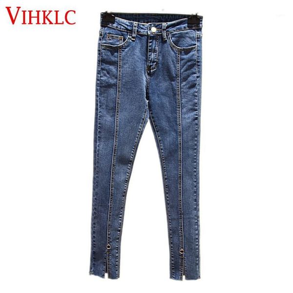 

spring autumn wear nine pants women new 2018 large size women's jeans tide front trousers splitsimple stylish wild x2751, Blue