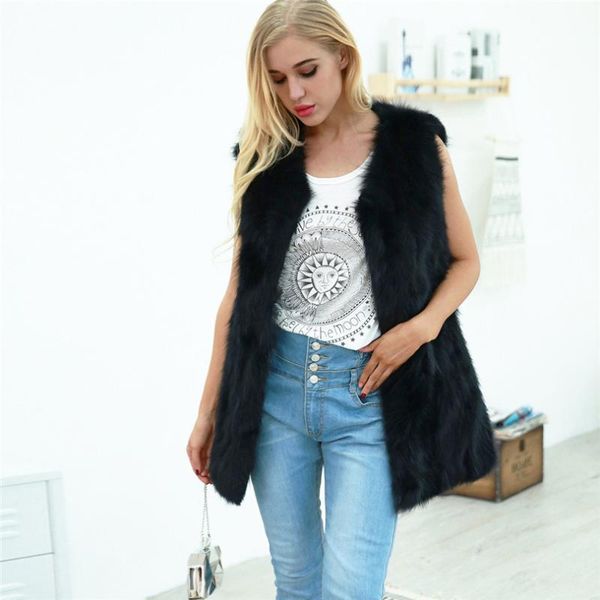 

lanshifei 2020 new design imitation fur sleeveless coat women's fur waistcoat woman natural gilet faux vest, Black;white