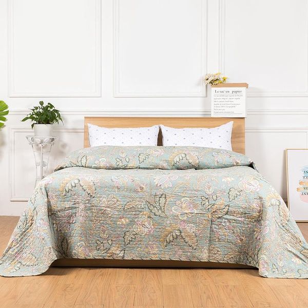 

quality cotton bedspread quilt 1-piece coverlet american printed quilts twin size 230x250cm quilted bedding sofa blanket1
