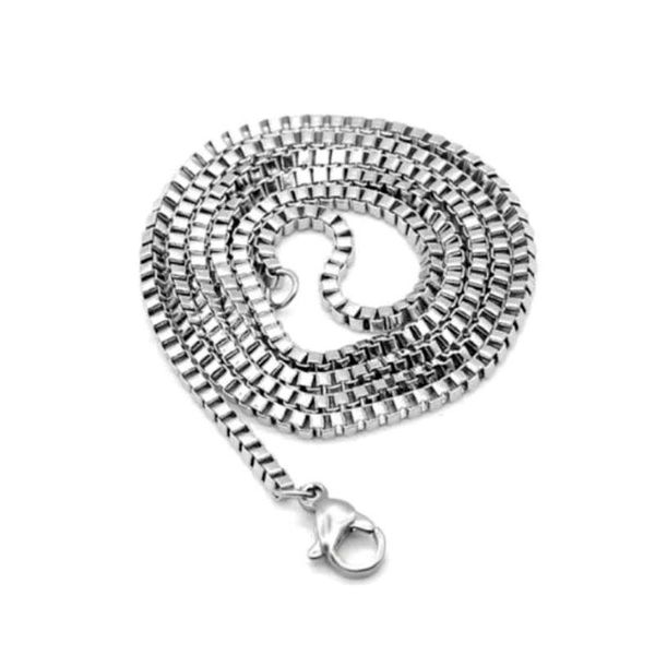 

2020 fashion necklaces stainless steel square box link necklace for men women gift jewelry length 60cm silver color width 3mm2mm