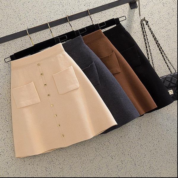 

2020 new autumn winter korean knitted skirt woman a line mini black short skirt women high waist knitted skirt female