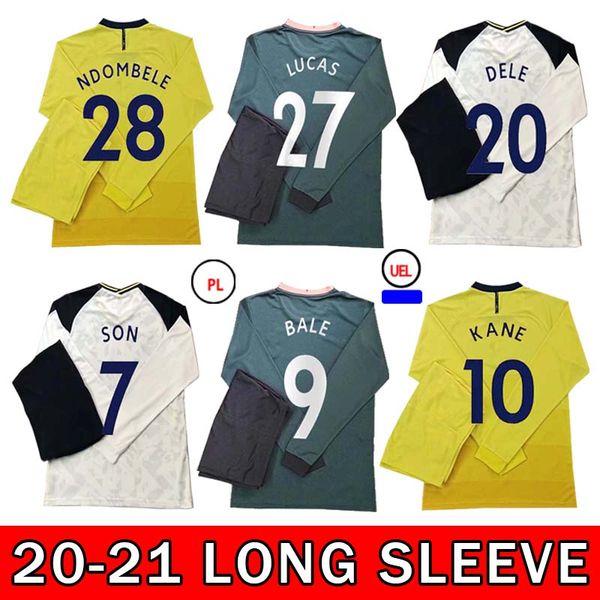 

soccer jerseys 20 21 long sleeve son kane dele bale lucas ndombele lamela fans man + kids football shirt, Black;yellow