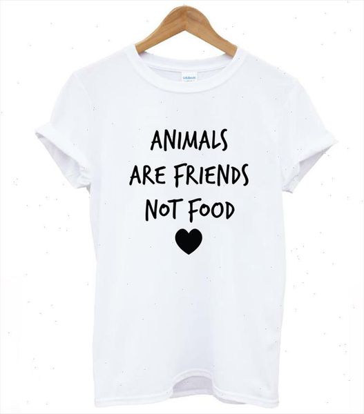 

animals are friends not food letters print women tshirt cotton casual funny t shirts for lady tee hipster drop ship z, White
