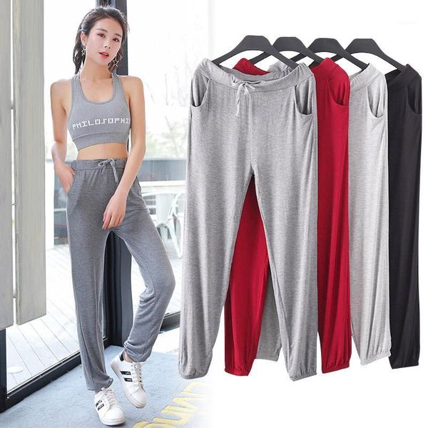 

modal spring summer large size casual pants thin harem women long pants sports female soft lj22321, Black;white