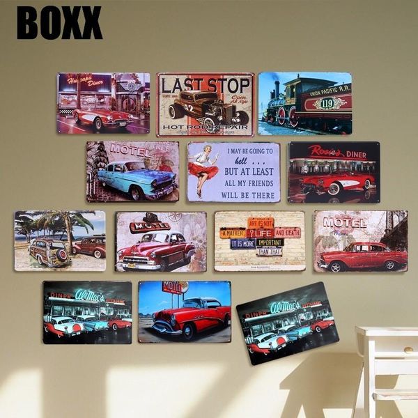 

diner red car vintage tin sign bar pub home wall decor retro metal art poster