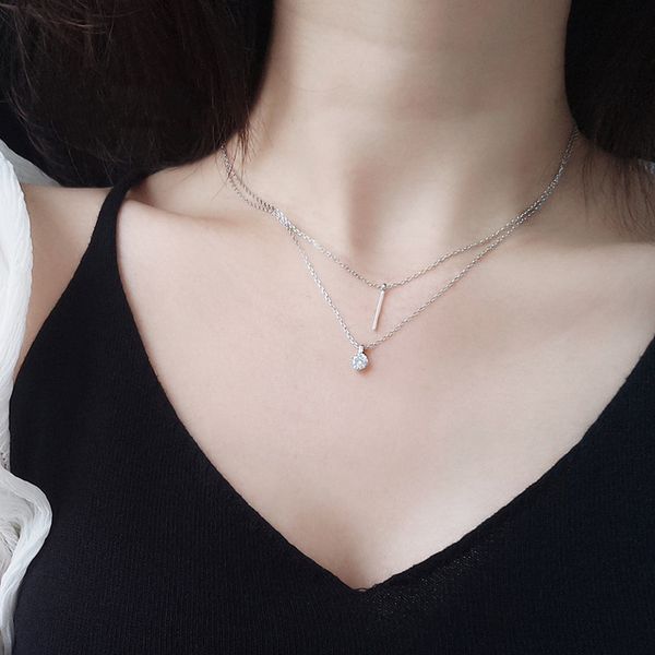 

ниша минималистский дизайн ожерелье двухслойный, Silver