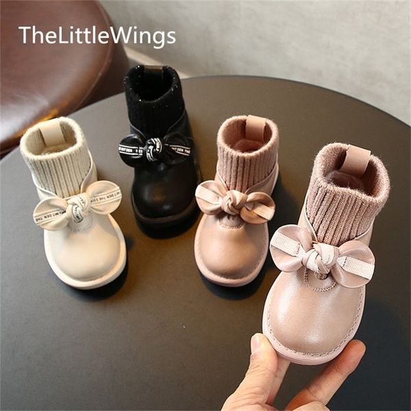 

autumn and winter 0-1-2-3 years old children' sports non-slip girls casual bowknot keep warm cotton shoes y201028, Black;grey