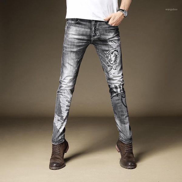 

new men's male denim pants jeans summer thin self-cultivation brand stretch street hip-hop feet pants trousers1, Blue