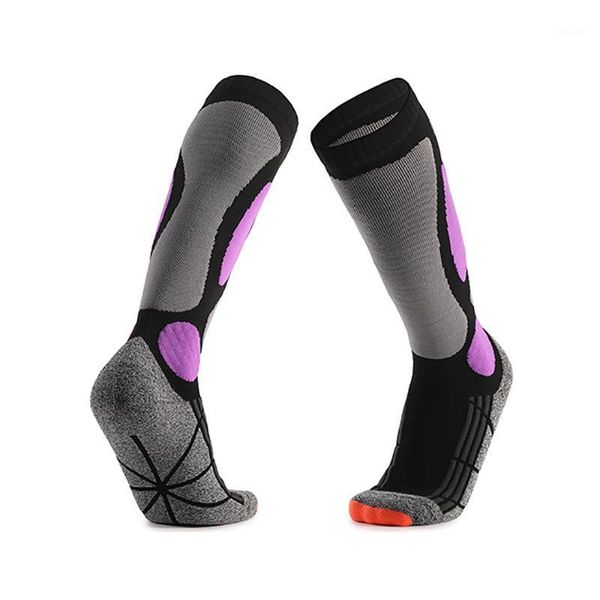 

sports socks outdoor snowboarding hiking thicker thermosocks ski moisture absorption high elastic leg warmer1, Black