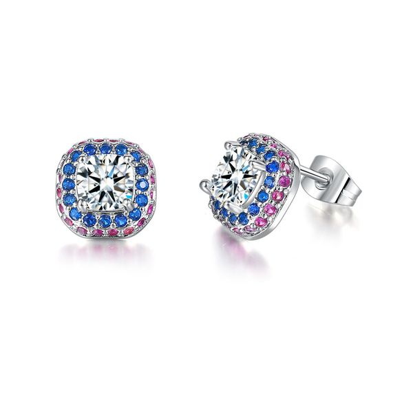 

new fashion earrings white gold plated bling colorful cz diamond stud earings for party wedding nice gift, Golden;silver