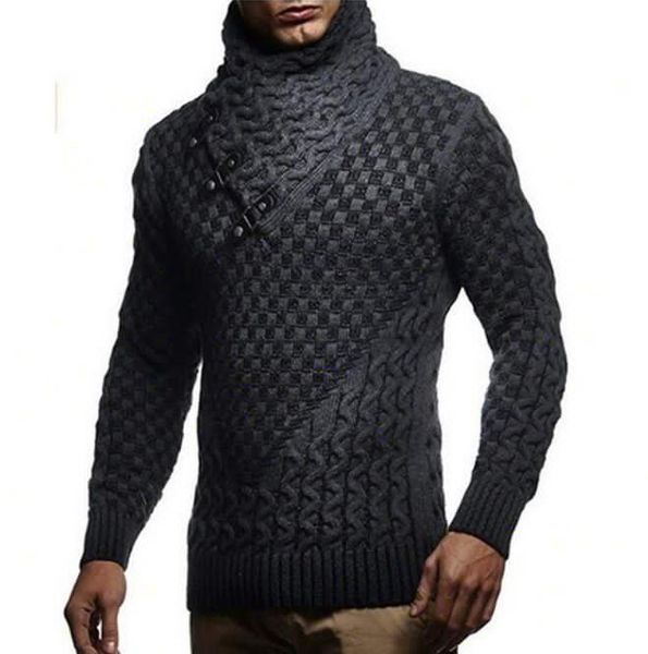 

men's sweaters knitted pullover turtleneck slim-fit sweater, White;black
