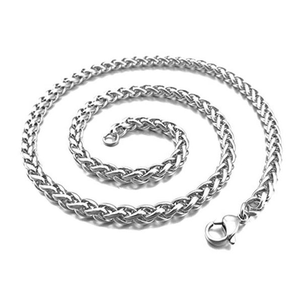 

chains 4.0mm width stainless steel necklace wheat chain link silver-color 55cm mens