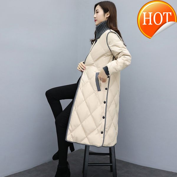 

winter down jacket long thicken woman parkas korean style coat female jackets women's clothing abrigo mujer 2020 wpy1022, Black
