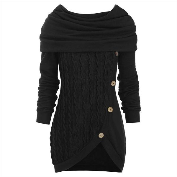 

vetement femme 2020 женщины l 5xl плюс размер рубашка сплошная цветная кнопка куховая воротник с капюшоном нерегулярная вязаная блузка и вер, White