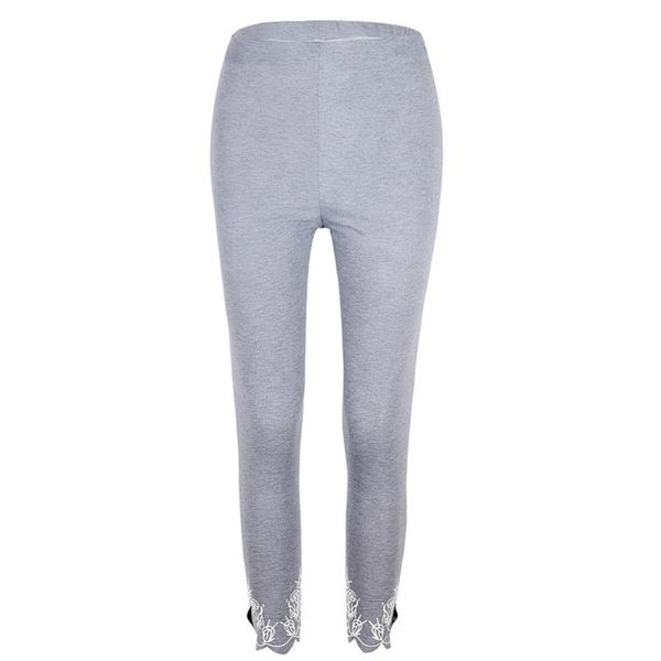 

women's leggings spring and summer style slim-fit printed cropped trousers fashion casual solid color bottoming pants, Black