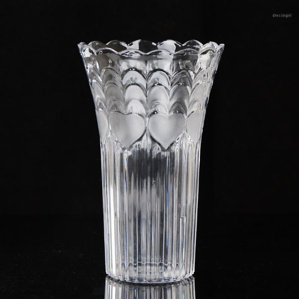 

european large transparent creative imitation glass plastic vase rich bamboo water planter anti-fall crystal ornaments flower1
