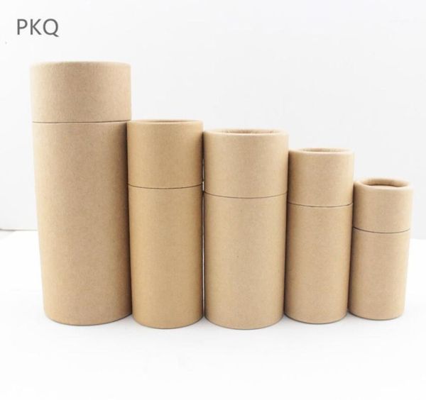 

100ml brown blank kraft paper box for cosmetic valves tubes craft candle gift packing boxes 100ml cylinder oil bottle packaging1